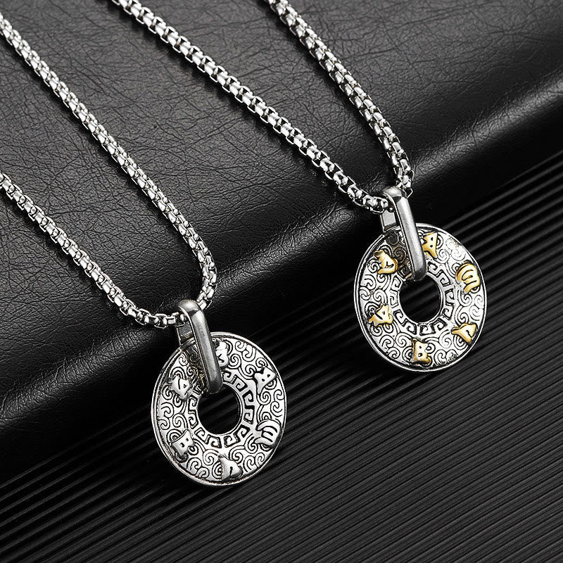 Buddha Stones Tibetan Om Mani Padme Hum Peace Buckle Creativity Necklace Pendant - image 1