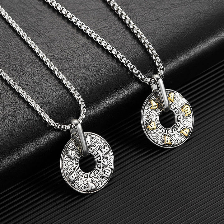 Buddha Stones Tibetan Om Mani Padme Hum Peace Buckle Creativity Necklace Pendant - image 1