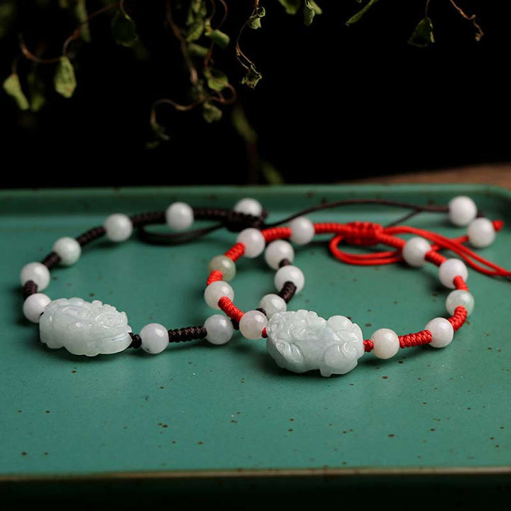 Buddha Stones Natural Jade PiXiu Luck Bracelet - image 4