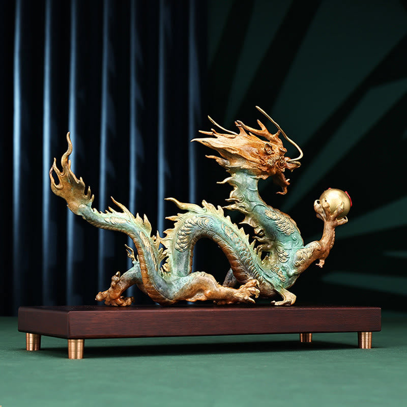 Buddha Stones Year Of The Dragon Auspicious Dragon Brass Copper Luck Success Office Decoration - image 7