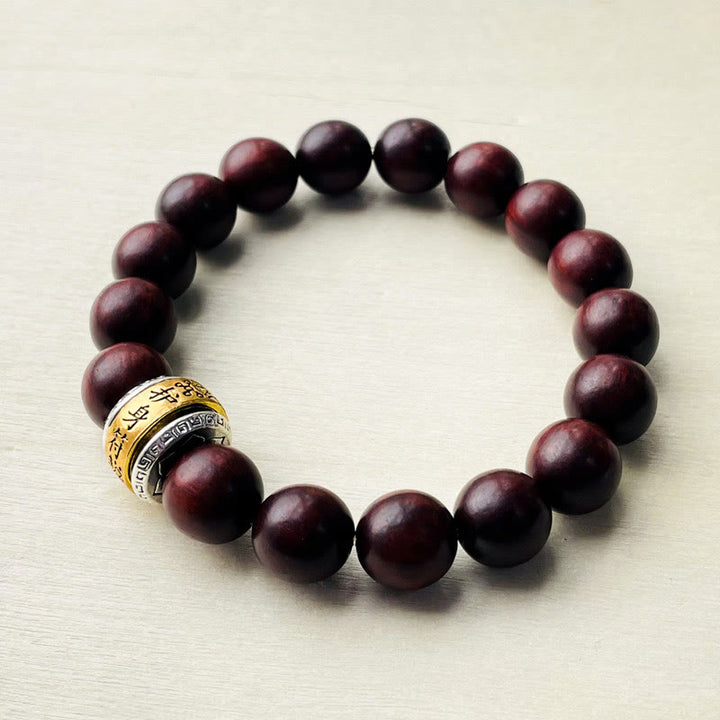 Buddha Stones Small Leaf Red Sandalwood Amulet Protection Bracelet - 10mm(Wrist Circumference 14-15cm) - image 4
