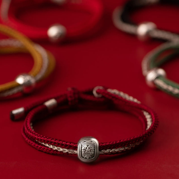 Buddha Stones 925 Sterling Silver Tibetan Zakiram Goddess of Wealth Luck Rope Bracelet - image 2