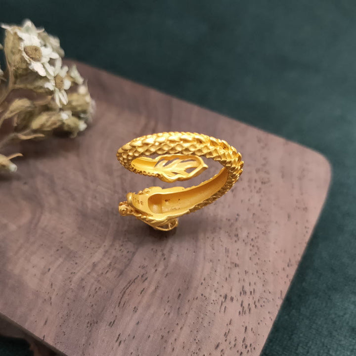 Buddha Stones Golden Dragon Success Strength Ring - image 4