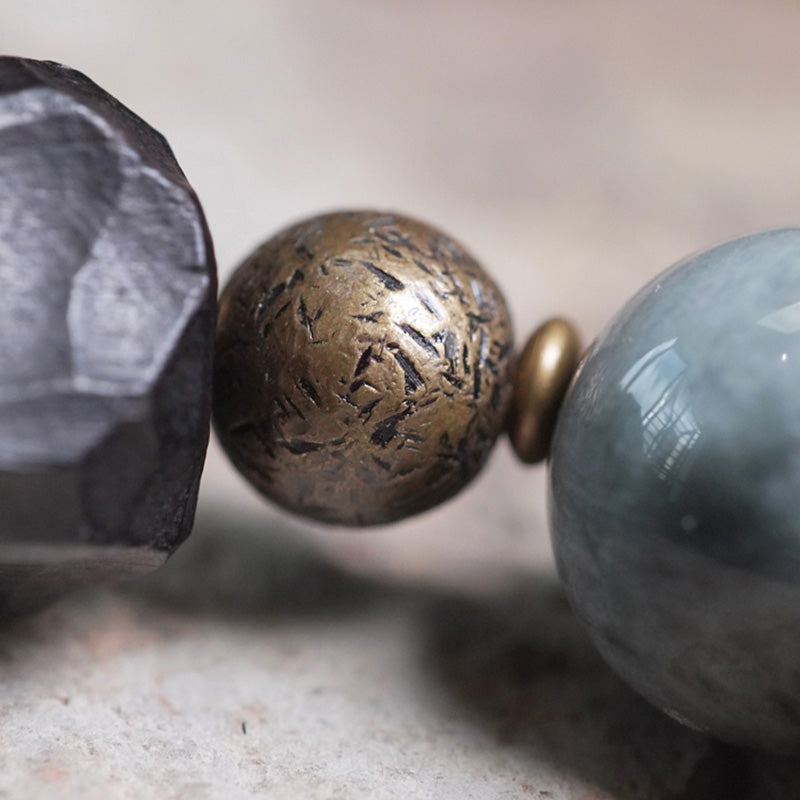 Buddha Stones Eagle's Eye Stone Ebony Wood Copper Confidence Couple Bracelet - image 7