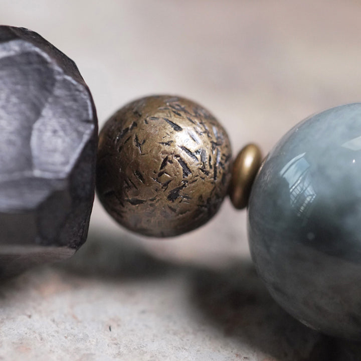 Buddha Stones Eagle's Eye Stone Ebony Wood Copper Confidence Couple Bracelet - image 7