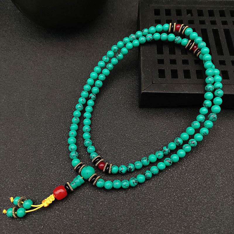 Buddha Stones Tibetan Turquoise Healing Mala Bracelet - image 10