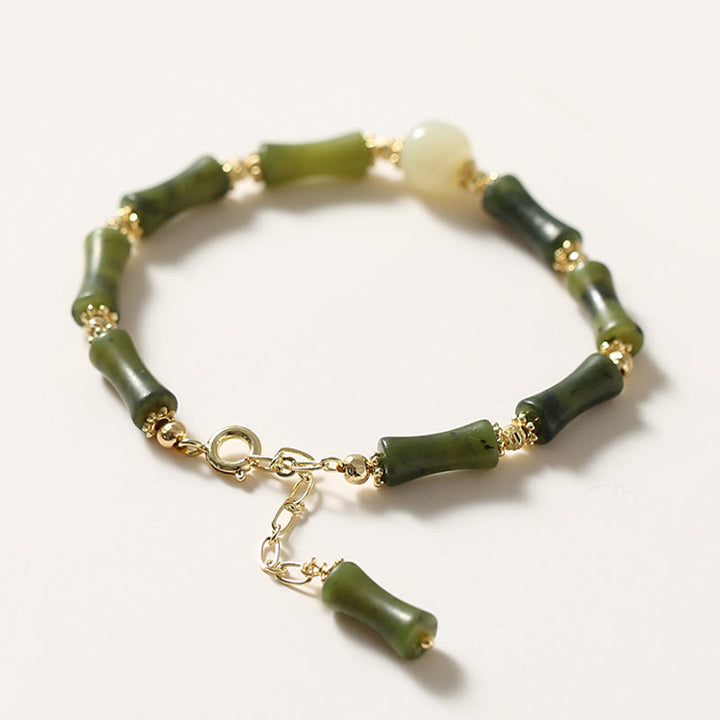 Buddha Stones Glass Bead Bamboo Luck Strength Chain Bracelet - image 6