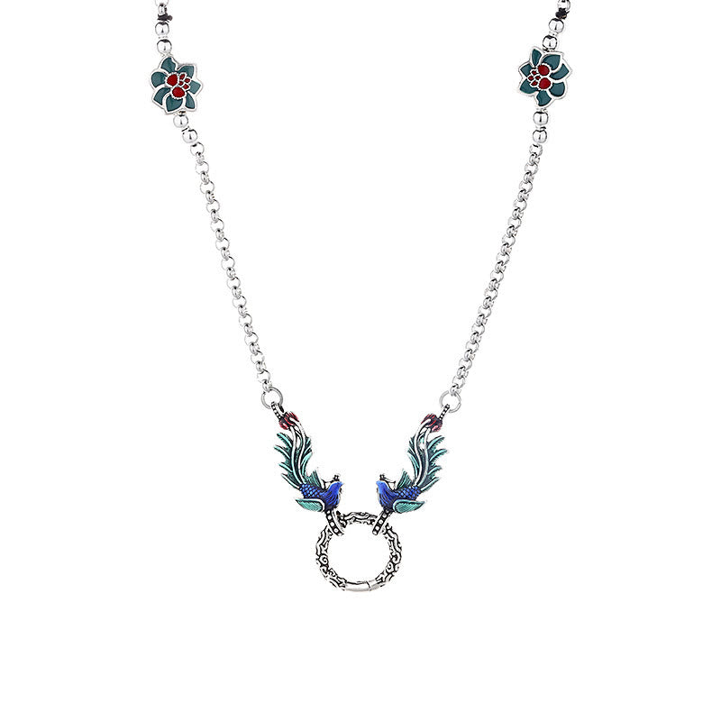 Buddha Stones Phoenix Lotus Flower Luck Protection Necklace Pendant - image 4