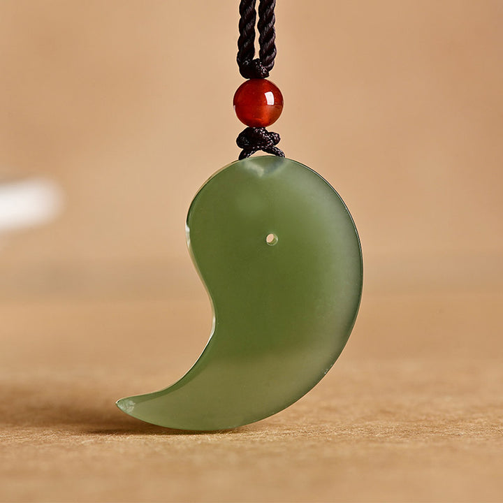 Buddha Stones Yin Yang White Jade Cyan Jade Protection Blessing Necklace String Pendant - image 3