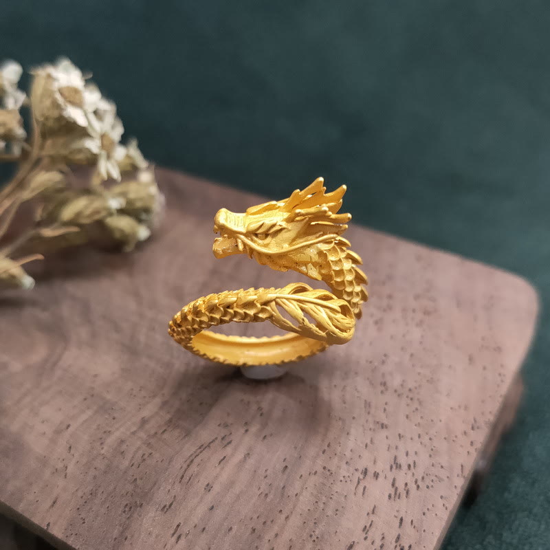 Buddha Stones Golden Dragon Success Strength Ring - Dragon(Protection♥Success) - image 0