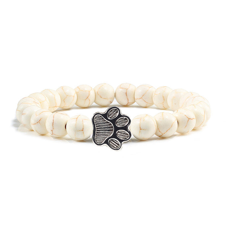 Buddha Stones “Save A Dog” Stone Bracelet - White Beads - image 16