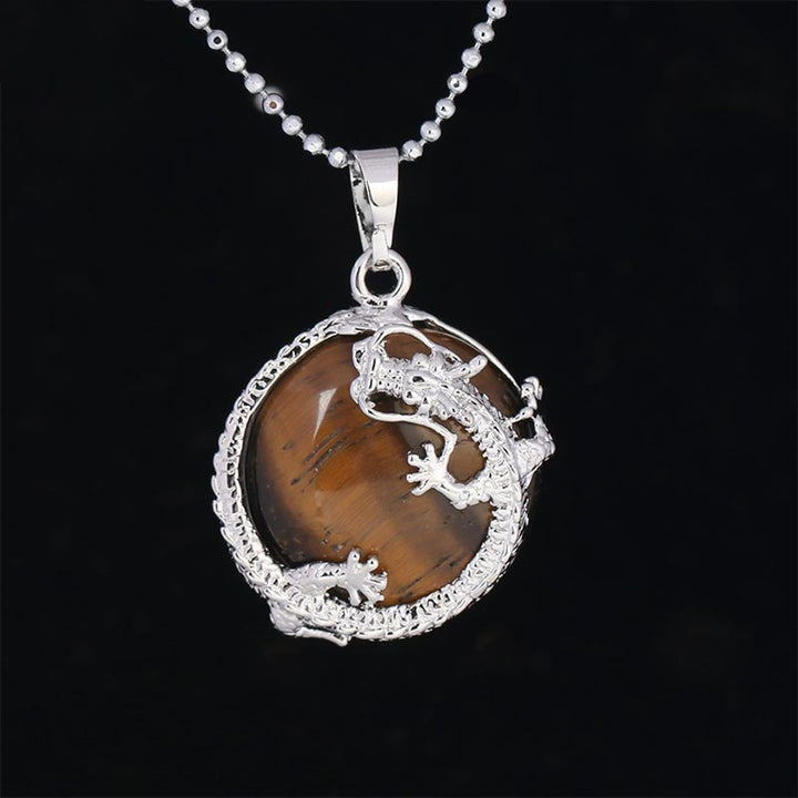 Buddha Stones Chinese Dragon Natural Quartz Crystal Healing Energy Necklace Pendant - Tiger Eye - image 19