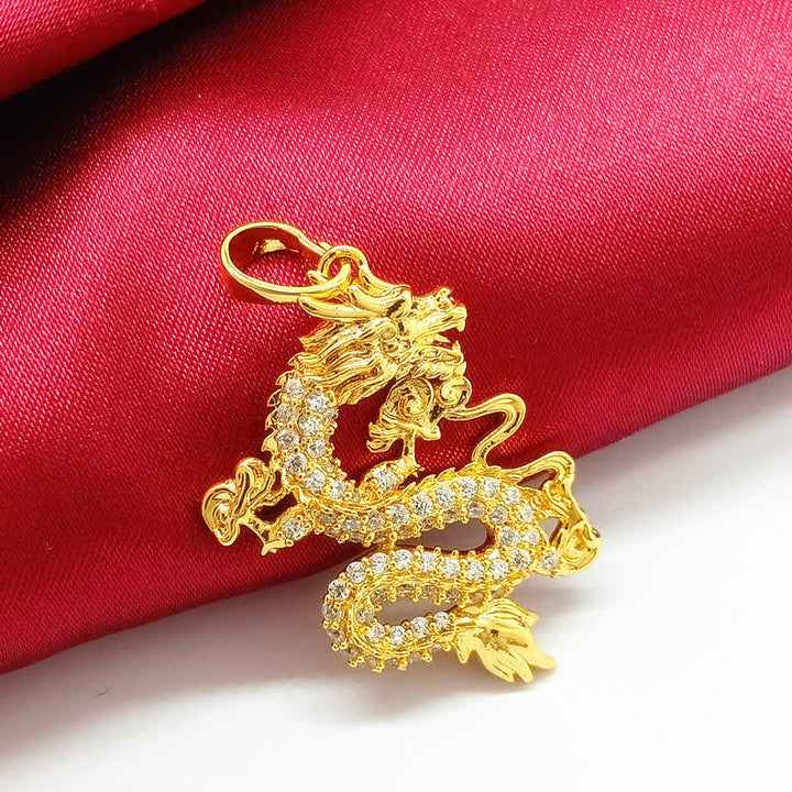 Buddha Stones Gold Dragon Protection Necklace Pendant - image 4