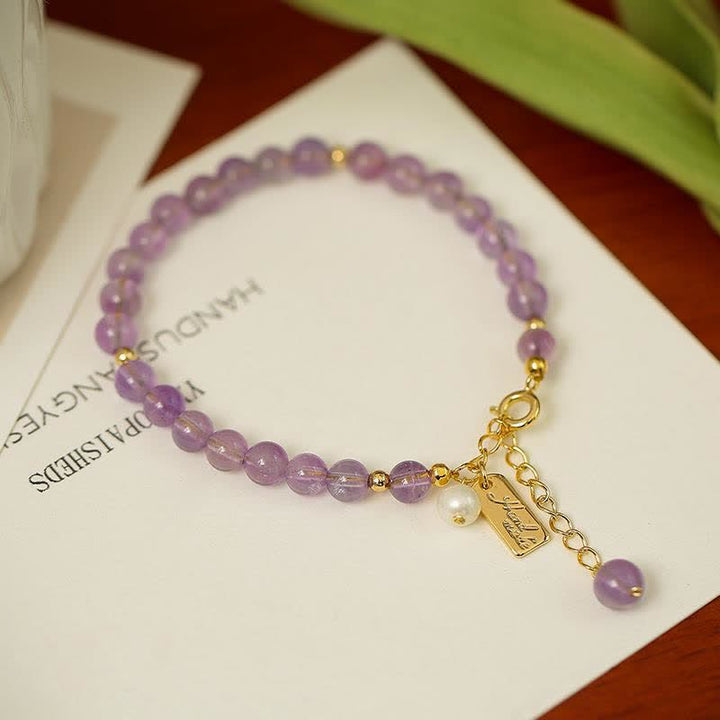Buddha Stones Natural Amethyst Crystal Relieves Stress Bracelet - image 4