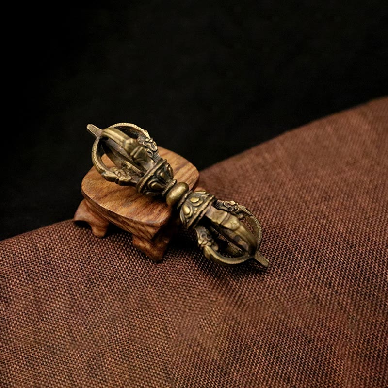 Buddha Stones Handmade Nepal Five Prong Three Prong Vajra Dorje Strength Copper Decoration - image 3