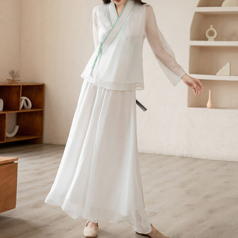 Buddha Stones Retro Prayer Zen Spiritual Meditation Practice Chiffon Clothing Women's Set - image 15