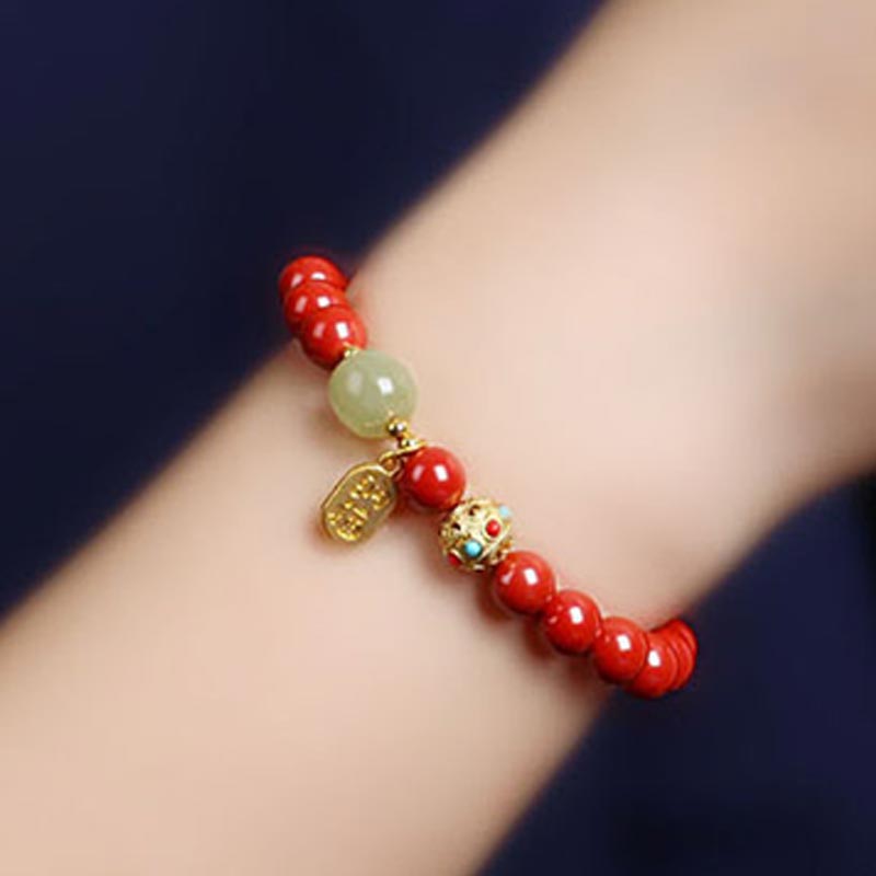 Buddha Stones Cinnabar Green Aventurine Fortune Protection Charm Bracelet - image 10