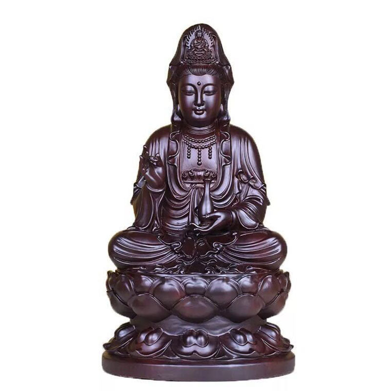 Buddha Stones Avalokitesvara Ebony Lotus Harmony Blessing Home Decoration - image 7