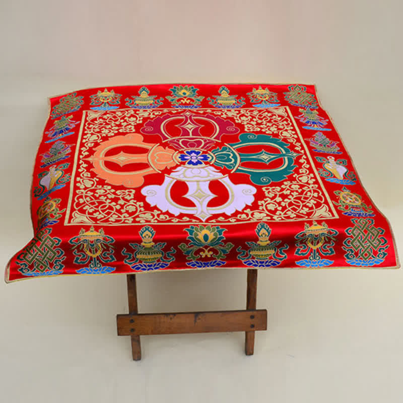Flower Endless Knot Prayer Altar Mat Healing Meditation 8 Auspicious Symbols Mat Table Runner - image 15