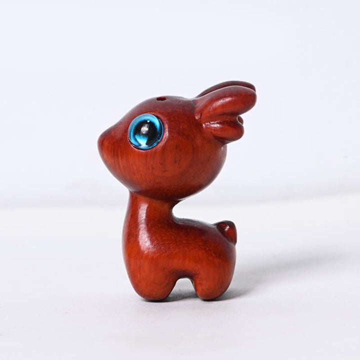 Buddha Stones Small Leaf Red Sandalwood Ebony Wood Sandalwood Green Sandalwood Lucky Mini Deer Protection Decoration - Small Leaf Red Sandalwood Deer 3.6*2.5*2cm - image 2