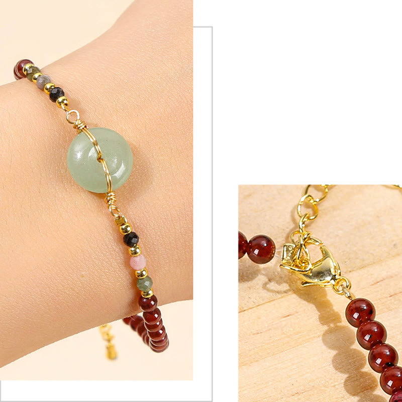 Buddha Stones Natural Garnet Peace Buckle Bead Calm Bracelet - image 8
