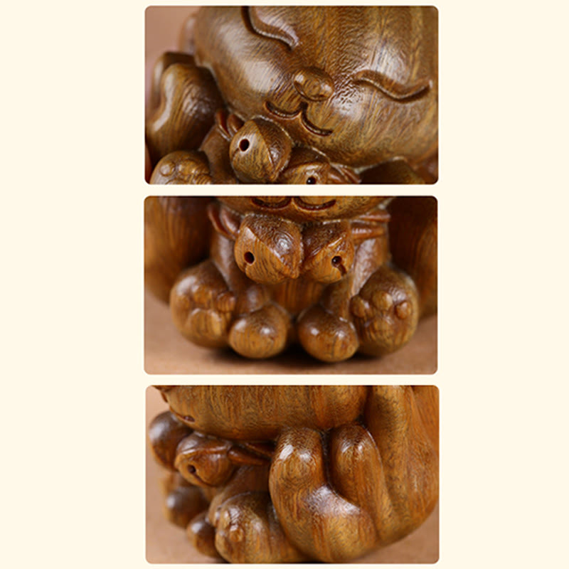 Buddha Stones Mini Nine Tailed Fox Ivory Fruit Sandalwood Green Sandalwood Blessing Decoration - image 22
