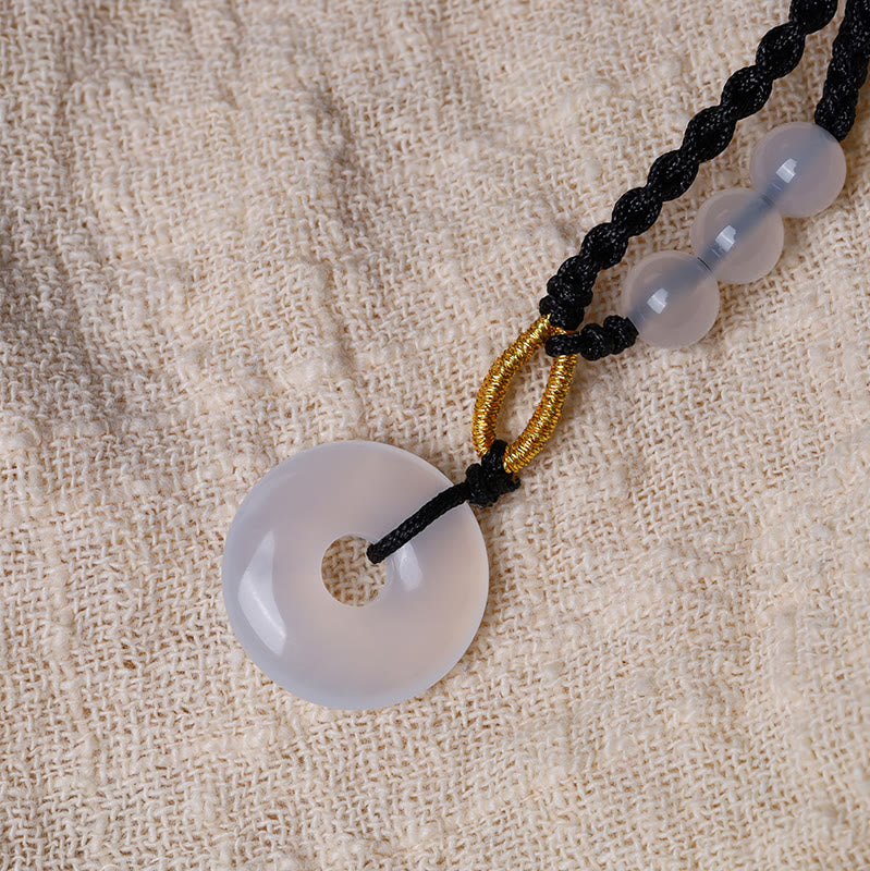 Buddha Stones Strawberry Quartz Chalcedony Peace Buckle Healing Necklace Pendant - image 7