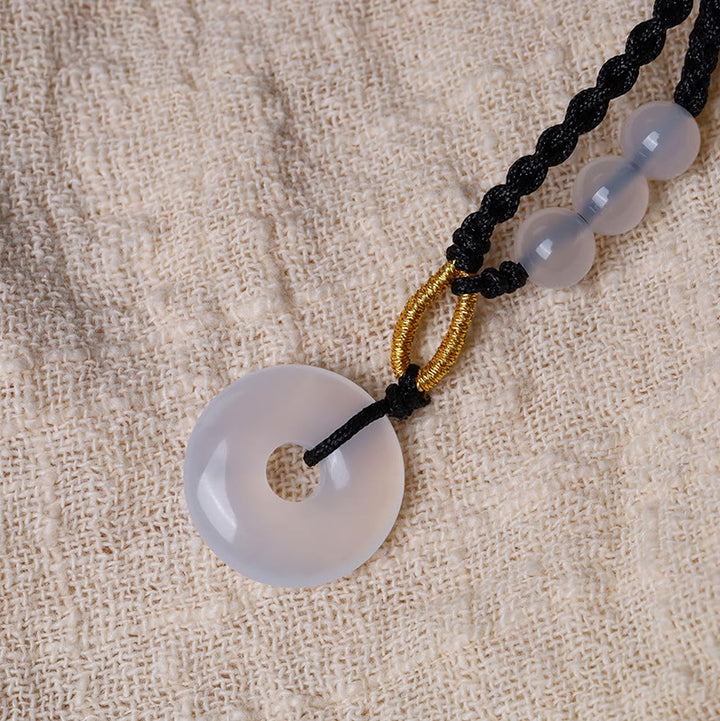 Buddha Stones Strawberry Quartz Chalcedony Peace Buckle Healing Necklace Pendant - image 7