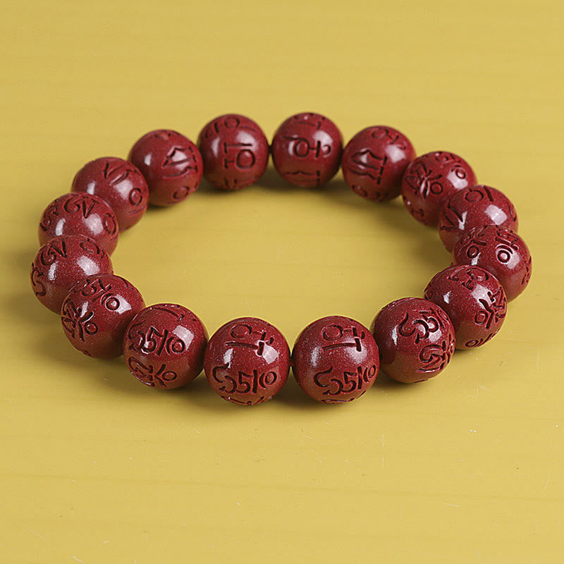 Buddha Stones Natural Double PiXiu Cinnabar Om Mani Padme Hum Wealth Luck Bead Bracelet - Om Mani Padme Hum - 14mm - image 17