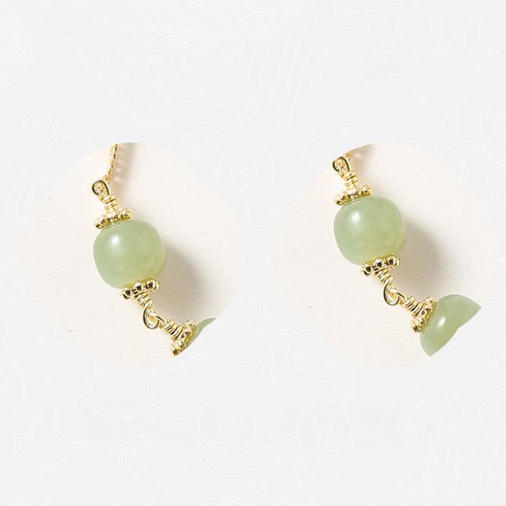 Buddha Stones 14K Gold Plated Hetian Jade Golden Rose Flower Luck Chain Bracelet - image 8