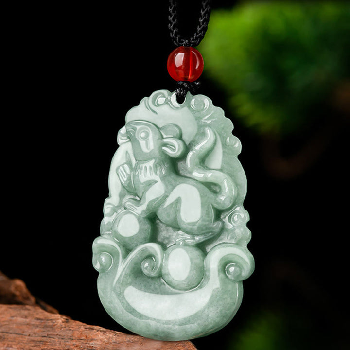 Buddha Stones Natural Green Jade 12 Chinese Zodiac Luck Prosperity Necklace Pendant - image 3