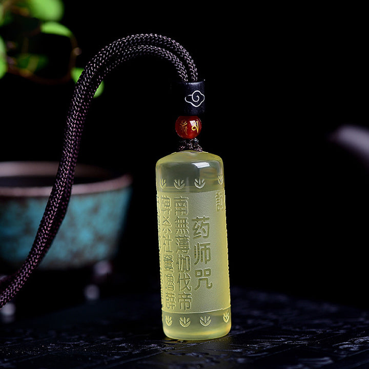 Heart Sutra Citrine Happiness Strength Necklace Pendant - Medicine Buddha Mantra - image 9