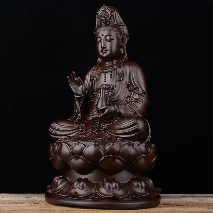 Buddha Stones Avalokitesvara Ebony Lotus Harmony Blessing Home Decoration - image 2