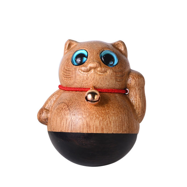 Buddha Stones Mini Lucky Cat Kitten Phoebe Zhennan Wood Blessing Decoration - image 22