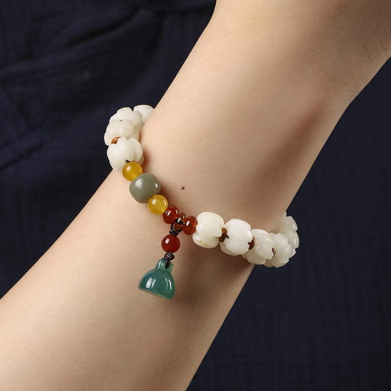 Buddha Stones Natural Bodhi Seed Red Agate Bodhi Calm Harmony Engraved Pumpkin Bead Lotus Bracelet - image 4