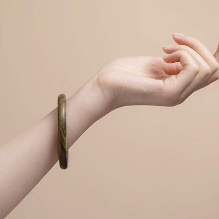 Buddha Stones Tibetan Small Leaf Red Sandalwood Ebony Green Sandalwood Protection Bracelet Bangle - image 19