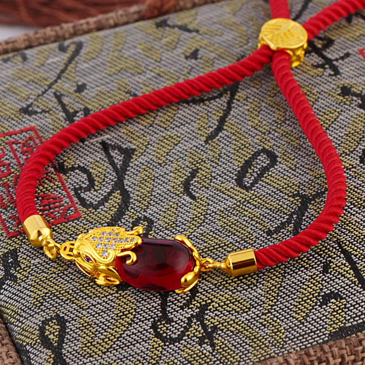 Buddha Stones Wealth Attractor Red Agate Pixiu Red String Bracelet - image 3