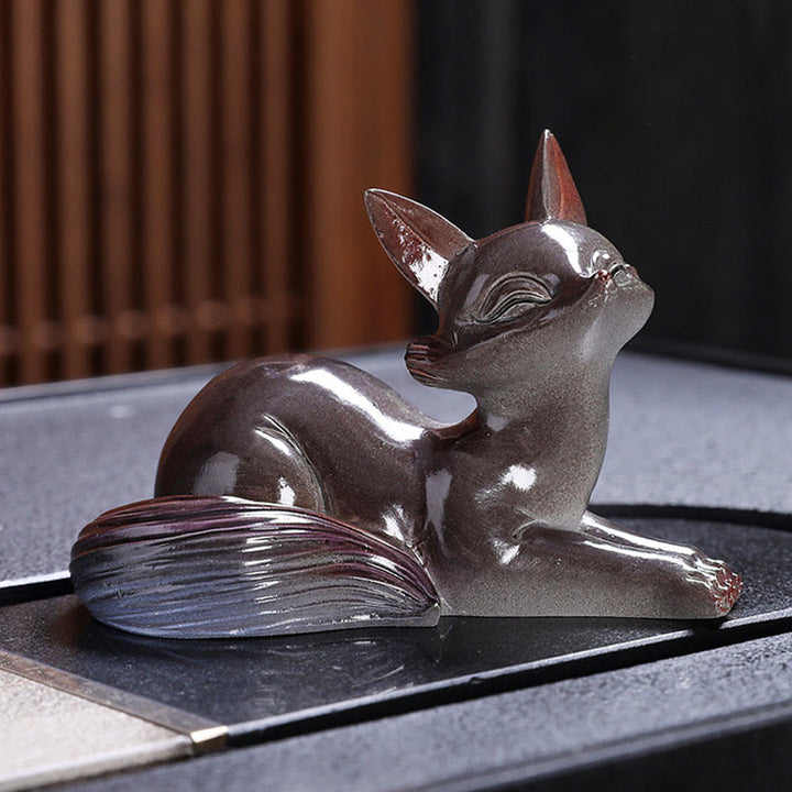 Buddha Stones Color Changing Small Cute Fox Tea Pet Resin Home Figurine Decoration - image 11