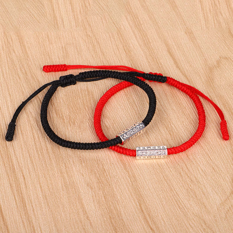 Buddha Stones Om Mani Padme Hum Luck Protection Red String Bracelet - image 9