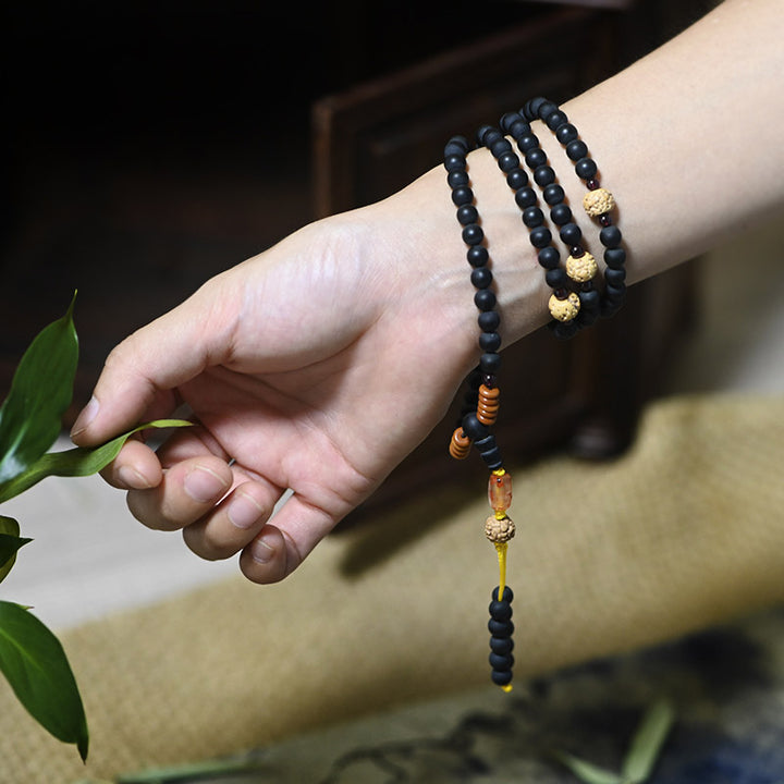 Buddha Stones Tibetan Mala Cypress Bodhi Seed Red Agate Healing Bracelet - image 4