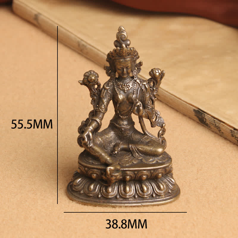 Buddha Stones Bodhisattva Green Tara Calm Hope Copper Statue Decoration - image 7