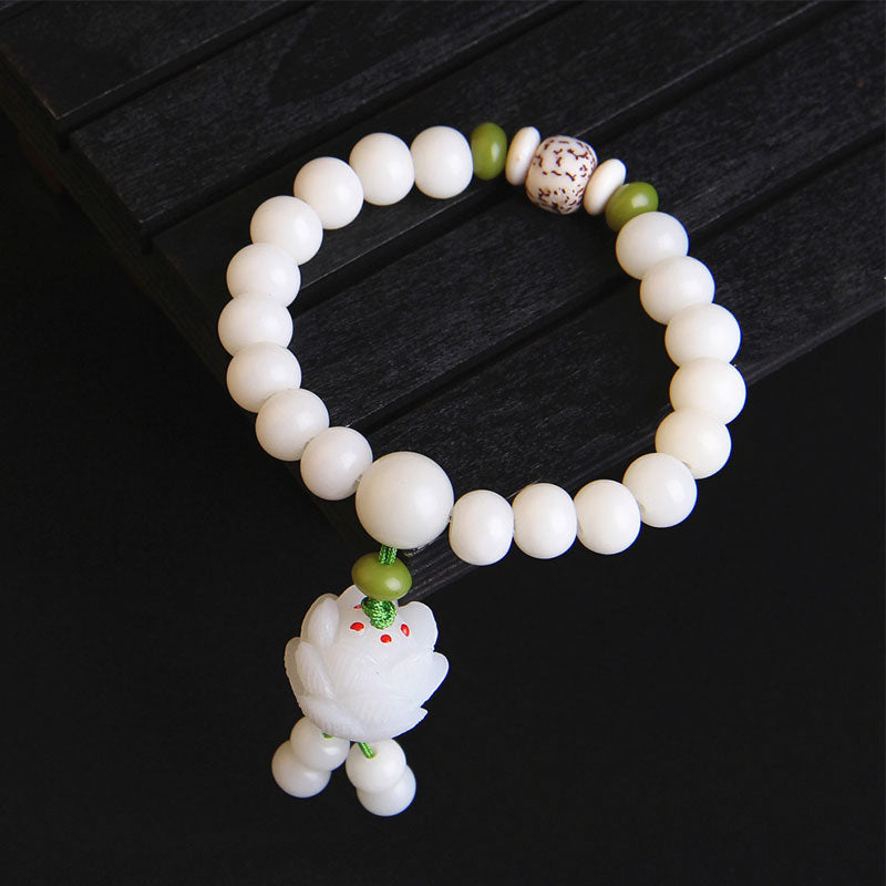 Buddha Stones Lotus Natural White Bodhi Seed Luck Bracelet - image 3