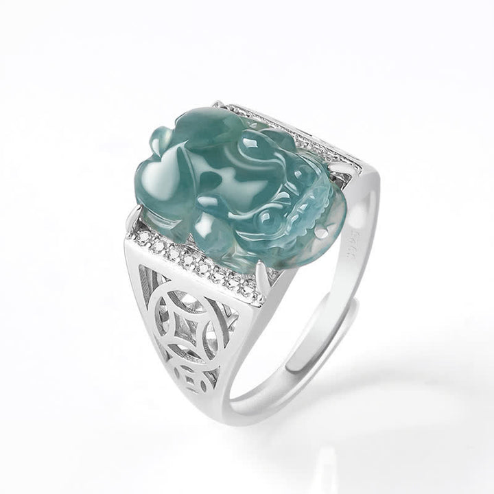 Buddha Stones 925 Sterling Silver Fengshui Wealth Prosperity Jade PiXiu Luck Ring - Men - image 5