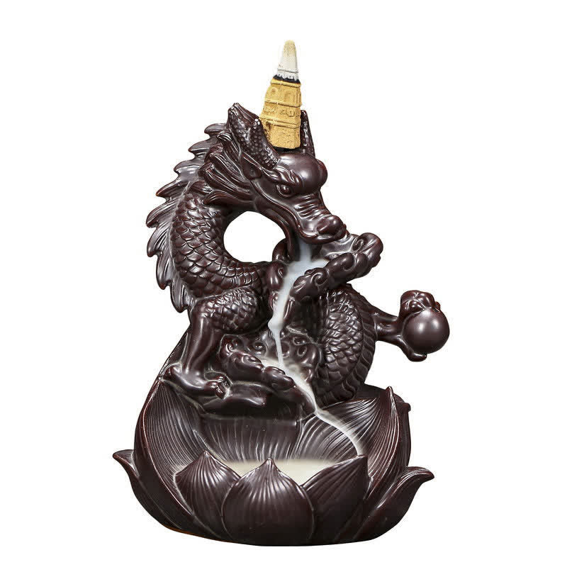 Dragon Lotus Pattern Strength Protection Ceramic Incense Burner Decoration - image 10