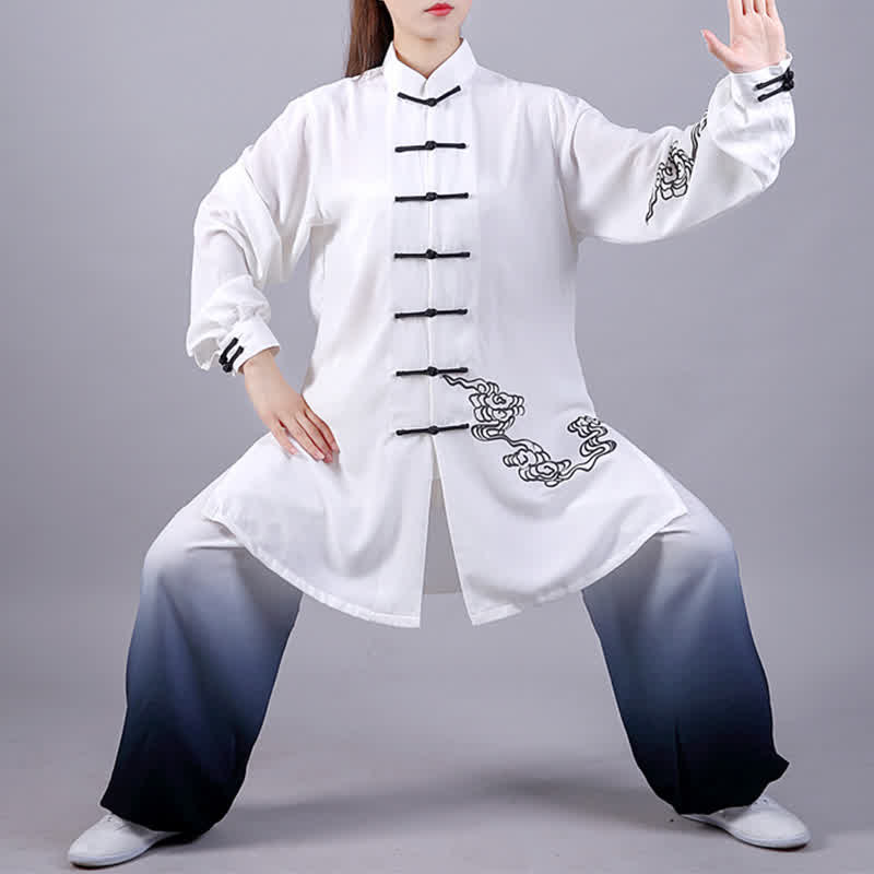 Buddha Stones Auspicious Clouds Gradient Meditation Prayer Spiritual Zen Tai Chi Qigong Practice Women's Clothing Set - 2Pcs Set - US12，UK/AU16，EU44 (3XL) - image 1