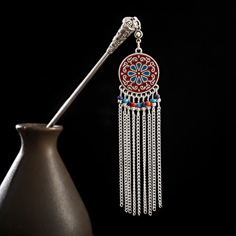 Water Drop Lily of the Valley Flowers Tassels Confidence Hairpin - Round Tassel-Red - image 30