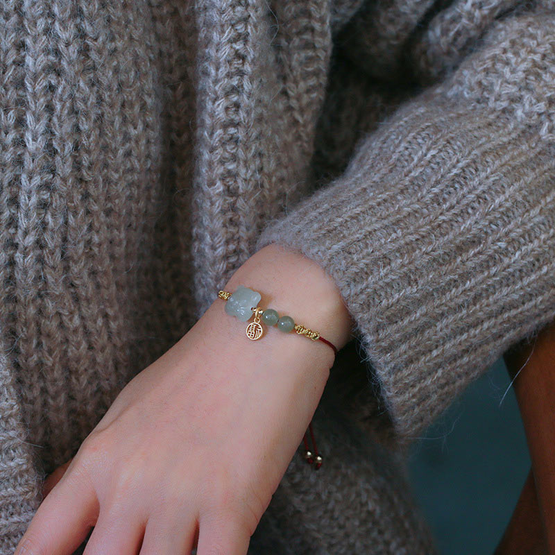 Buddha Stones Chinese Zodiac Tiger Jade Prosperity Red String Bracelet - image 3