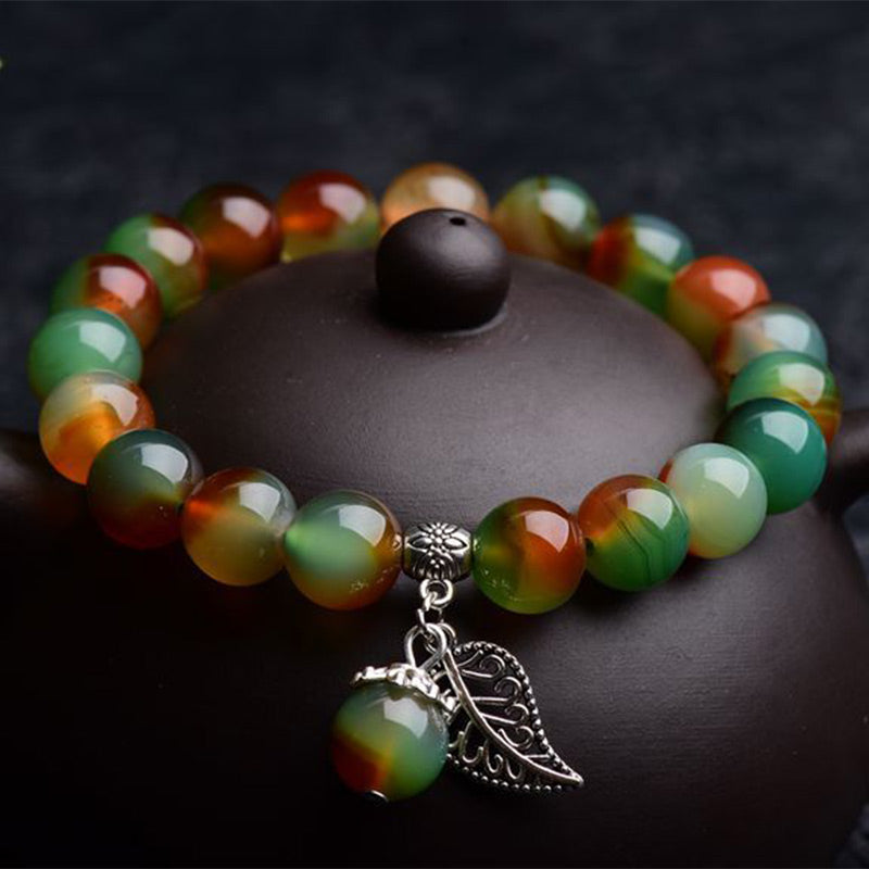 Buddha Stones Tibetan Natural Green Agate Healing Bracelet - image 1
