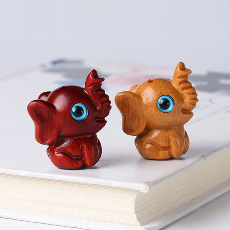 Buddha Stones Sandalwood Small Leaf Red Sandalwood Green Sandalwood Lucky Mini Elephant Carved Protection Decoration - image 24