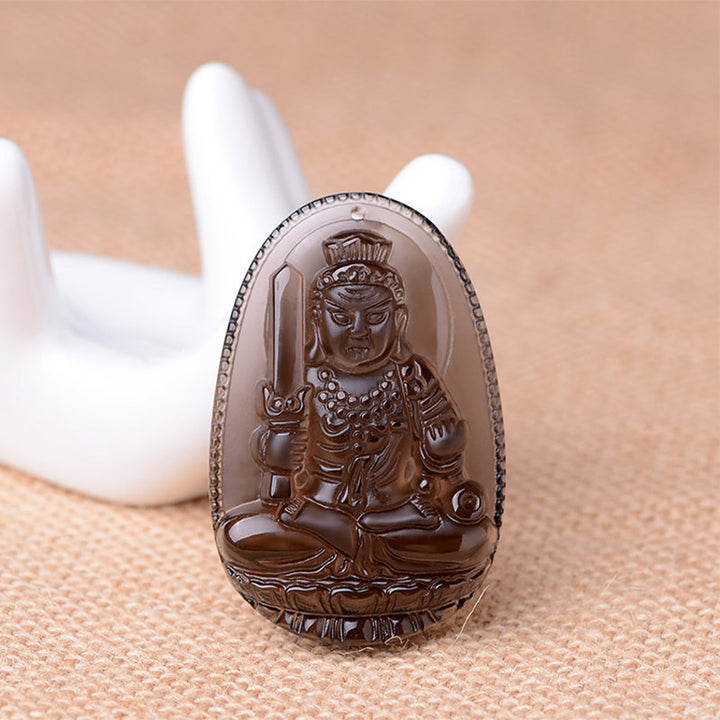 Buddha Stones Chinese Zodiac Obsidian Protection Necklace - L-Rooster - image 8